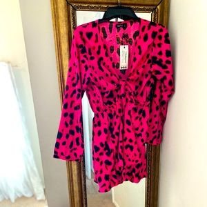 Knot front ruffle hem leopard print romper
